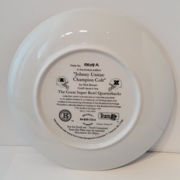 Bradford Exchange Collector Plate, Johnny Unitas Superbowl V Baltimore Colts - Picture 6 of 7